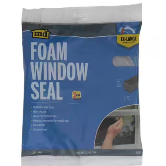 0.75 in. x 10 ft. Gray Foam Window Seal for Ex-Large Gaps Weatherstrip Roll - Picture 1 of 12